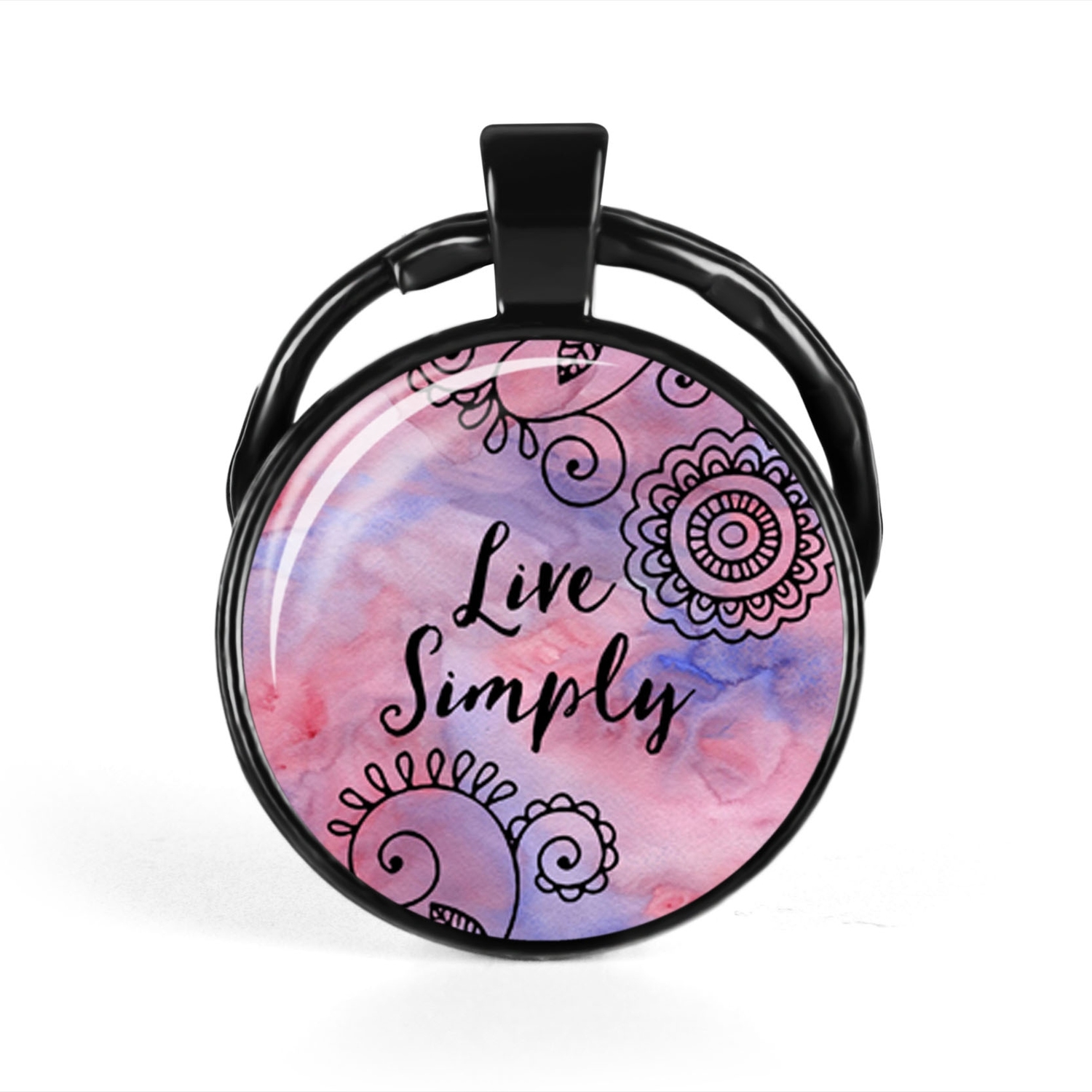 

Follow Your Dream Letter Quote Keychains Glass Cabochon Pendant Black Key Ring Men Women Gift Creative Key Chains Keys Holder