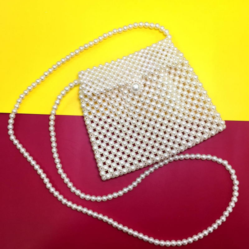 

2020 Pure Pearl Geometric Women Evening Clutch Purses And Handbags Mini Beaded New Fashion 2020 Female Best Design Shoulder Bags