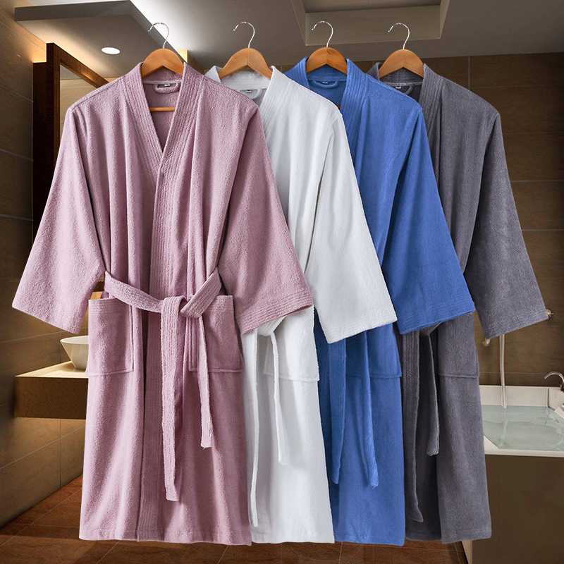 

Bath Robe Men Winter Thick Kimono Robes Elegant Bathrobe Male Night Dressing Gown Mens Plus Size XXL Classic Lounge Sleepwear, Pink
