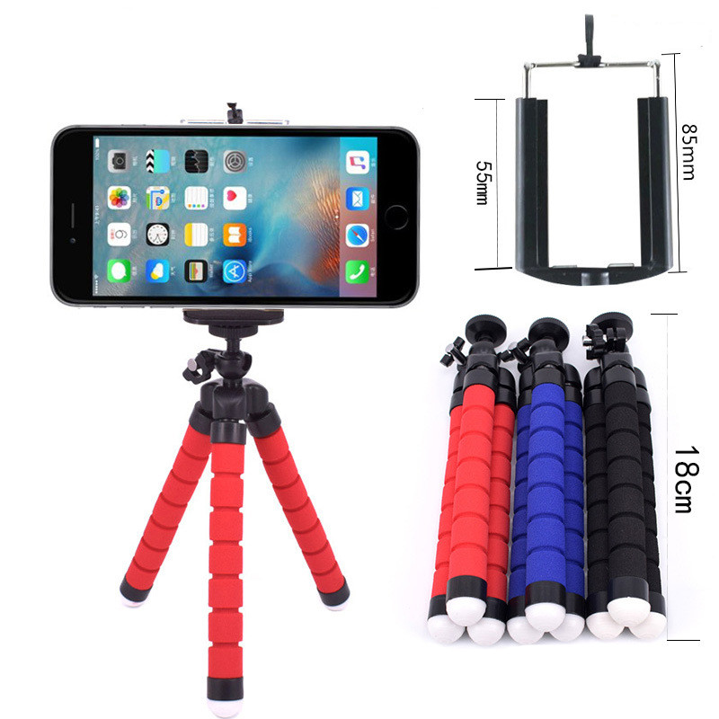 

Flexible Sponge Tripod Cell Phone Holder Clips Bracket Selfie Stand Mount Monopod Camera DV Holder for Iphone X XS 11pro Max XR Selfie Clip, Mixed color