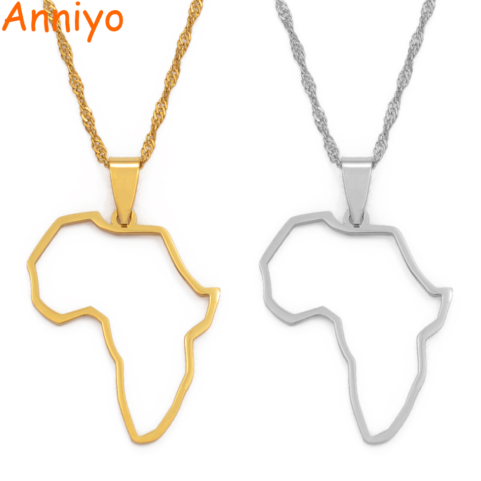 

Anniyo Africa Profile Pendant Necklaces Gold Color African Maps Jewelry Ethiopian Nigeria Ghana Congo Ethnic #113521
