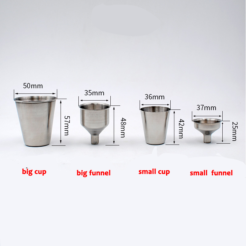 Stainless Steel Small Big Funnel and 30ml 75ml Cup Silver Outdoor Camping Water Bottles Household Portable Travel Cup-image-489257648