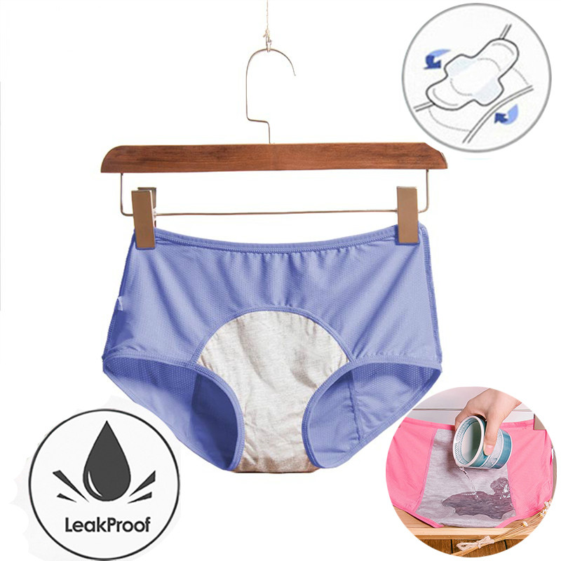

Leak Proof Menstrual Period Panties Women Underwear Physiological Cotton Briefs Plus Size Lingerie Waterproof Panties, Black