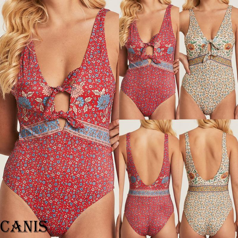 

Women Floral One Piece Swimsuit Push-up Padded Bikini Swimwear Bathing Suit