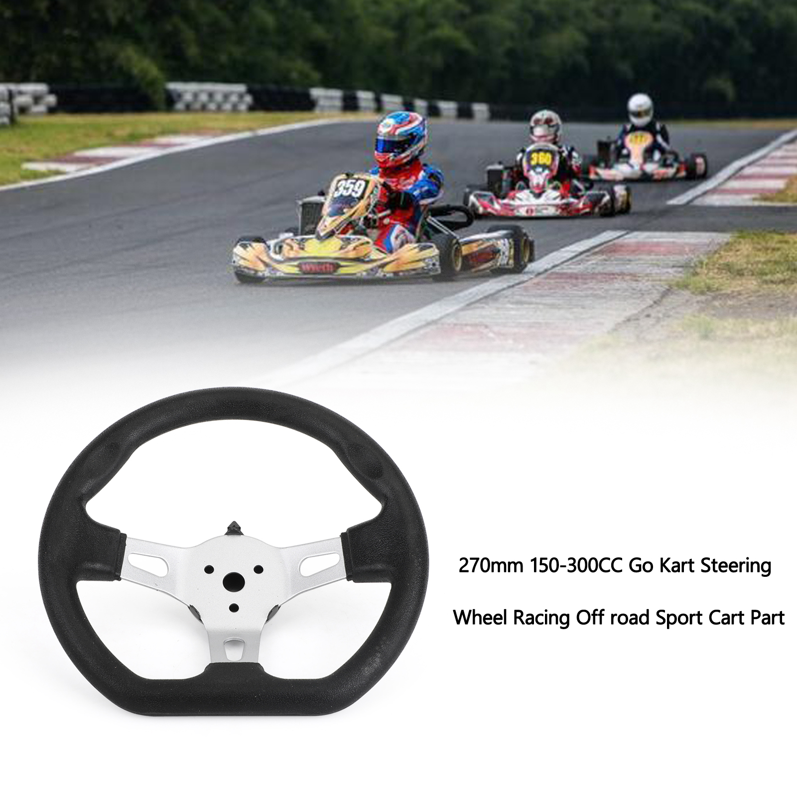 

Areyourshop Car 270mm 150-300CC Steering Wheel Go Kart Sel Racing Off road Sport Cart Part Auto Accessories Parts