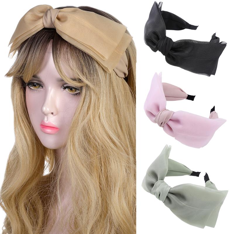 

Haimeikang Fashion Hairband Bow Knot Hair Hoop Solid Color Turban Headbands Headwear Women Girls Bezel Hair Accessories