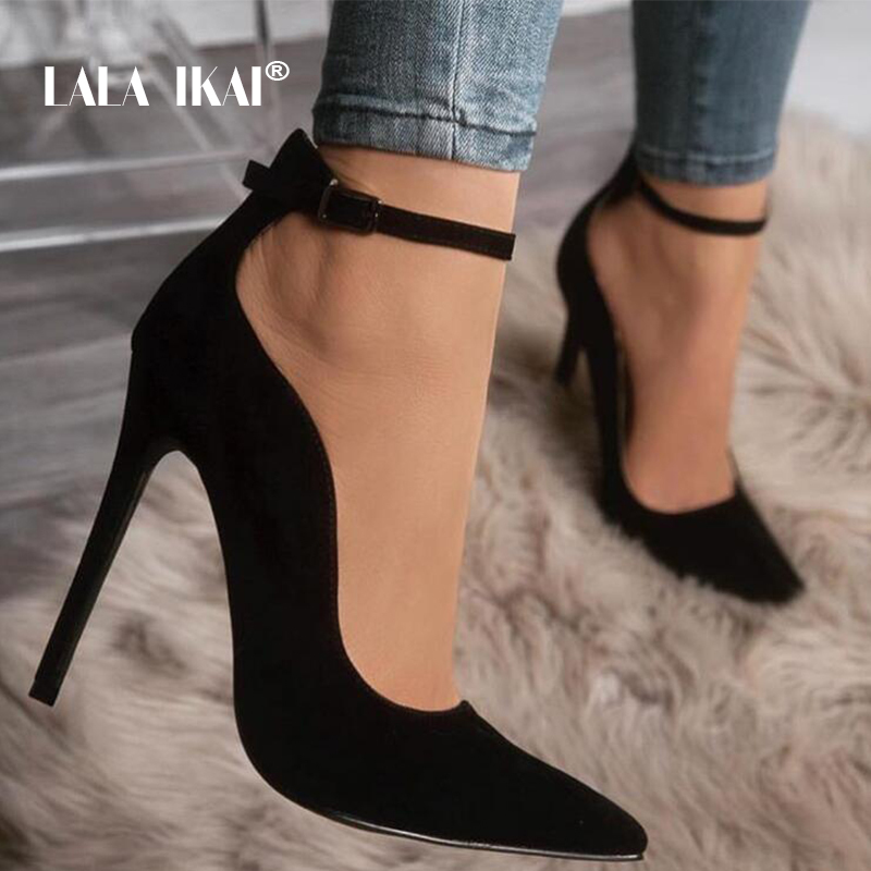 Koop Vrouwen Flock Pumps Hak Hoge Gesp Strap Herfst Dunne Hak 12 Cm  Elegante Puntige Teen Party Damesschoenen 100C1293 35 Goedkoop | Snelle  Levering En Kwaliteit | Nl.Dhgate