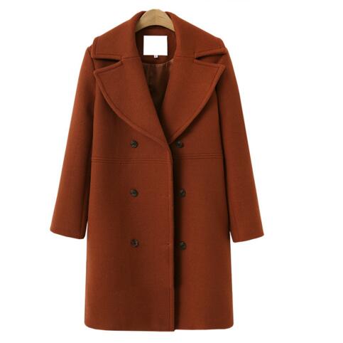 

European and American women' woolen coat women' mid-length windbreaker woolen coat, Khaki