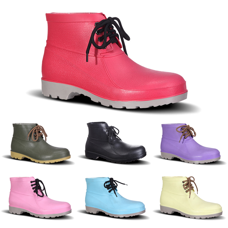 

2019 Men Rain Boots Low Labor Insurance Miner Shoes No-Brand Design Steel Toe Cap Black Yellow Pink Red Purple Dark Green 38-44