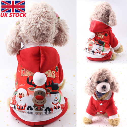 

For Pet Dog Christmas Costumes Puppy Cat Clothes Furry Coat Hoodie Apparel New, Red