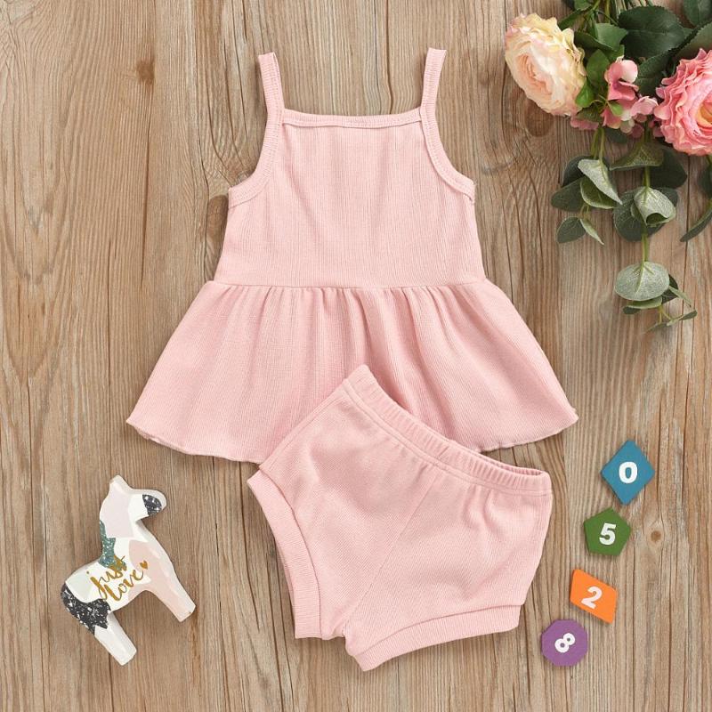 

Soft Cotton Solid Sling Tops Triangle Shorts Set Baby Clothes Girl Newborn Outfit Casual Style Two Piece ropa, Green