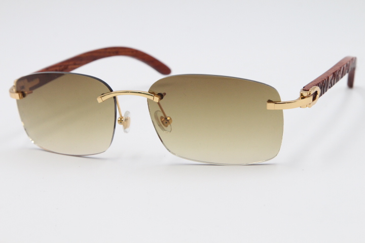 

Rimless Gold Wood decoration 8200759 Sunglasses Metal Designer Mens Women Luxury Sunglasses high quality lenses fashion design glasses