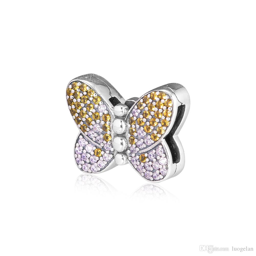 2019 Spring 925 Sterling Silver Jewelry Reflexions Bedazzling Butterfly Clip Charm Beads Fits Pandora Bracelets Necklace For Women Jewelry-image-457247809