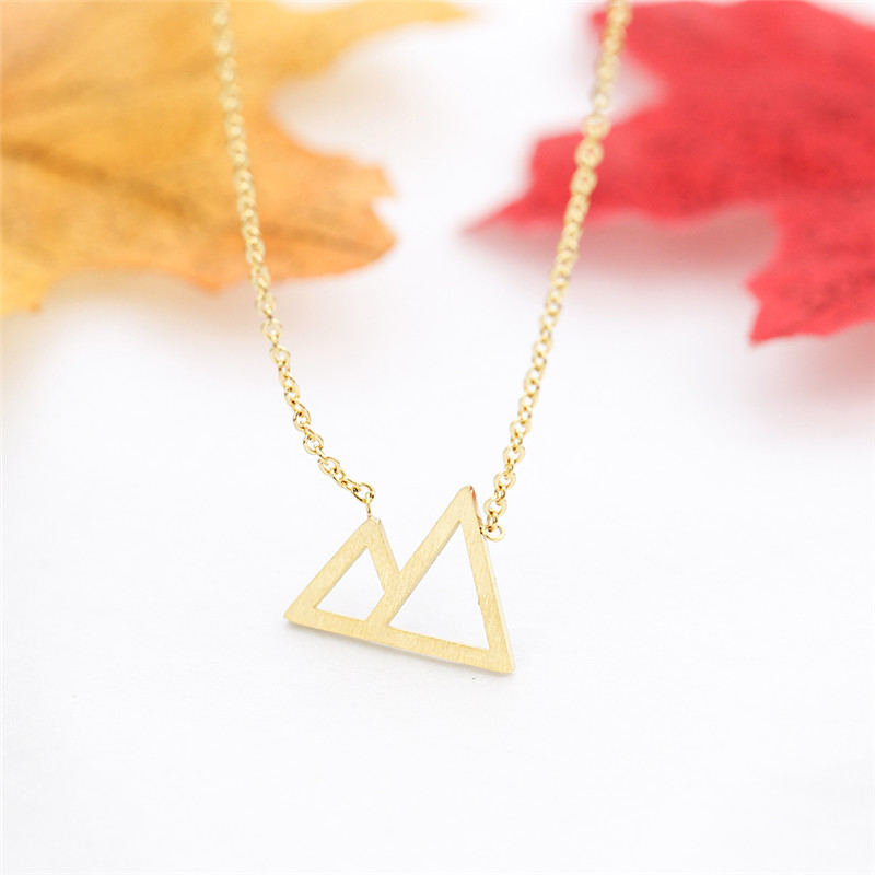 

10pcs/lot Gold Silver Mountain Peaks Necklace Pendant Women Stainless Steel Chain Triangle Charm Long Distance Friend Hiker Gift