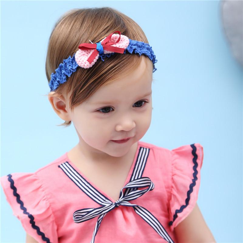 

New Flower Big Bow Elastic Head Wrap Band Bow Knot Kids Head Accessories Fashion Girl Headwear Cloth Lace Soft Kids Hair Band, Beige