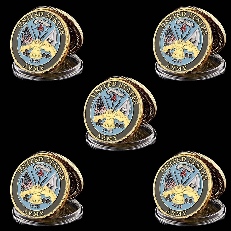 5pcs The United States Army Department Of Navy 1oz Gold Plated Core Values Military Challenge Coin Collectibles-image-521999494