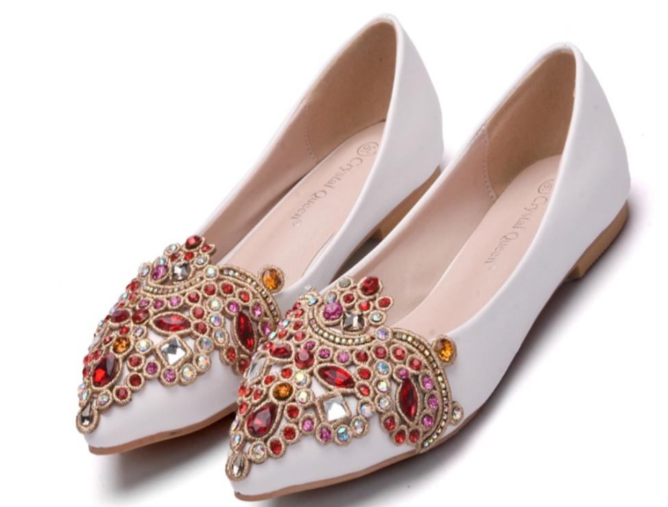 

2019 Women's shoes in Spring and Autumn with New style flat bottom pointed end water drill@ASD328, White
