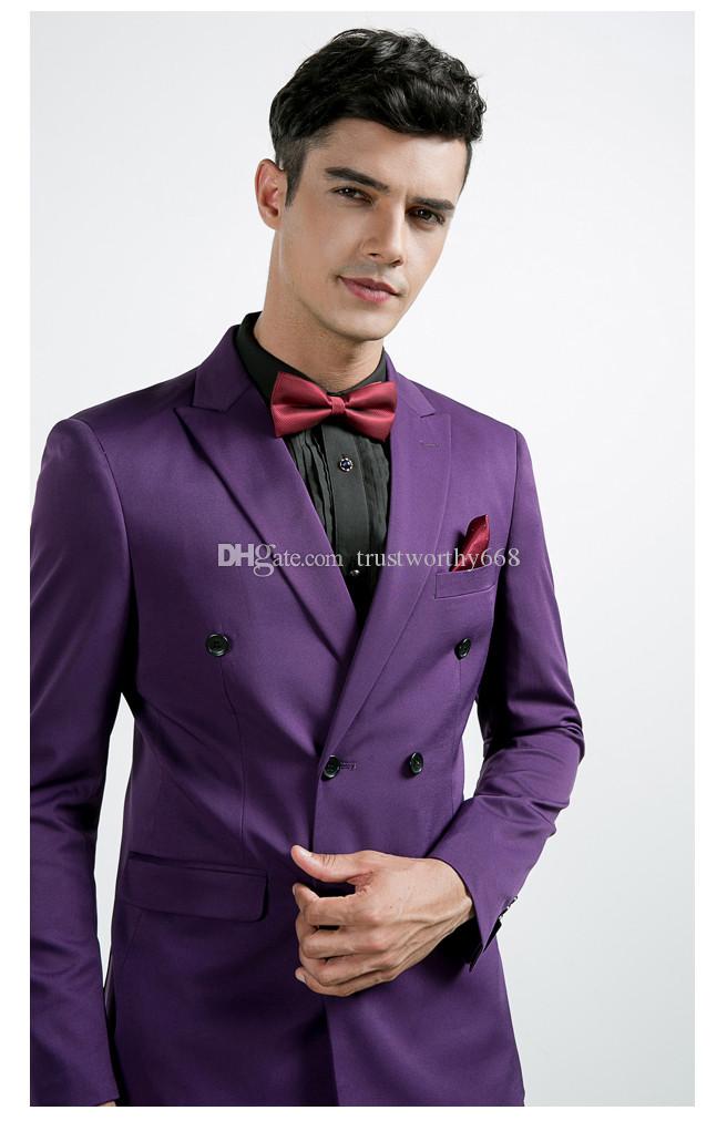 

Cheap And Fine Double-Breasted Groomsmen Peak Lapel Groom Tuxedos Men Suits Wedding/Prom Best Man Blazer ( Jacket+Pants+Tie) M108, Same as image