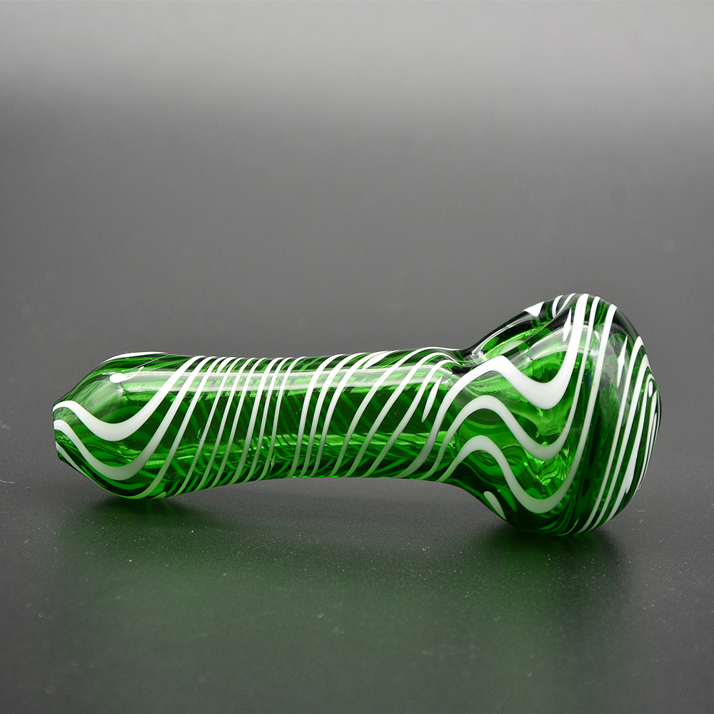 

4quot Handmade Stripes Heady Glass Pipe Smoking Tobacco Spoon Hand Pipes Oil Burner Bowl Dry Herb Filters