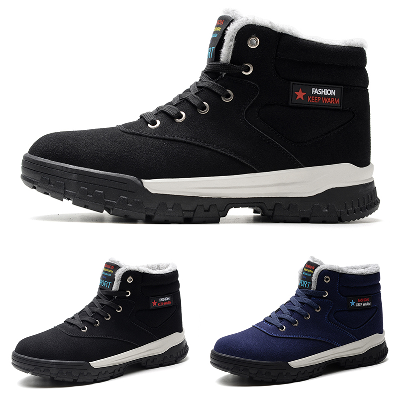 

High quality Lace brand type2 designer soft Hot black deep navy blue Plush man men boots mens Sneakers Boot trainers outdoor walking shoes, Color#2