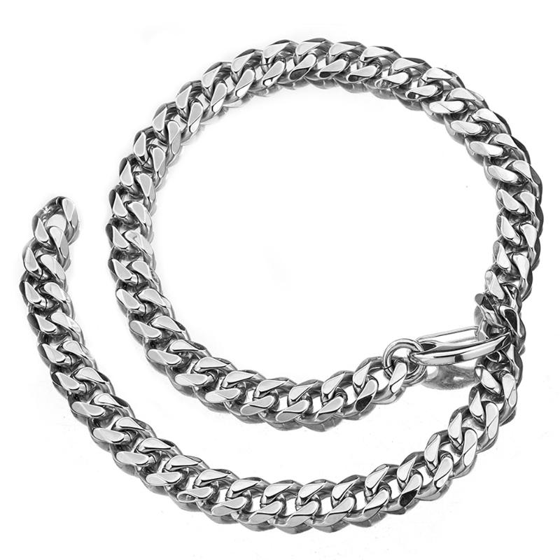 

15mm 19mm Polishing Silver Color Punk Men's Big Chunky Necklace Hip Hop Jewelry Stainless Steel Curb Chain 61-101cm Length