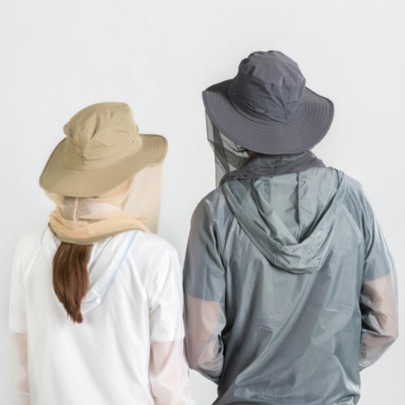 

2020 New Men Fishing Cap Wide Brim Visor Sunshade Hunting Bee Keeping Mesh Hat Insects Mosquito Prevention Neck Head Cover, Khaki