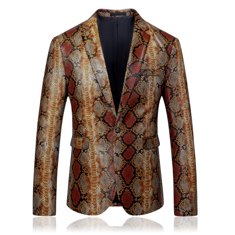 

Men's suit Blazers men's snake pattern party ball suit jacket dress men's high quality casual single button suit Blazers, Same as the picture