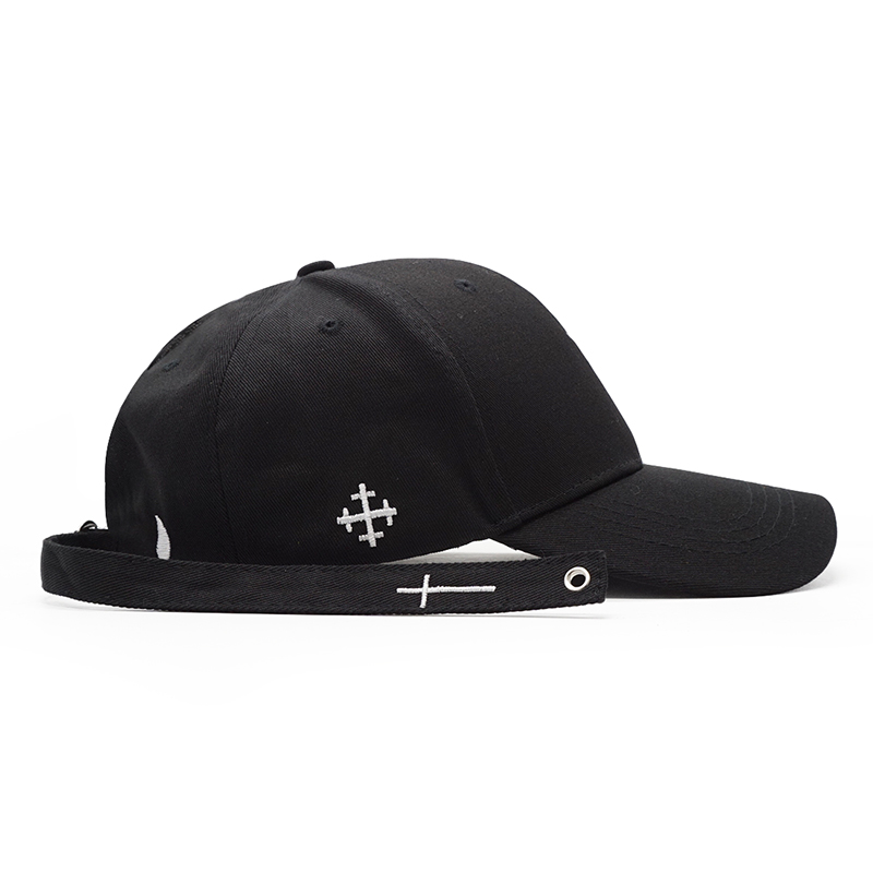 

new fashion women men cross belt baseball cap black embroidery letter snapback hat casquette casual cotton cross peaked cap bone, White black