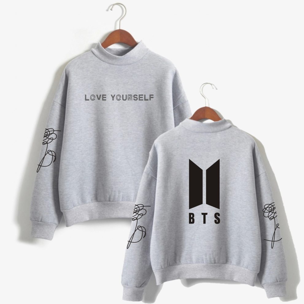 

Fashion-LUCKFRIDAYF BTS Love Yourself Kpop Women Turtleneck Hoodies Sweatshirts Hoodies Streetwear Hip-Hop Bangtan Boys Jimin Clothes, Navy