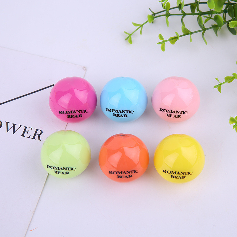 

dhl Round Ball 3D Lipstick Makeup Moisturizing Lip Balm Natural Plant Sphere lip Pomade Fruit Embellish Lip Care 6colors free ship