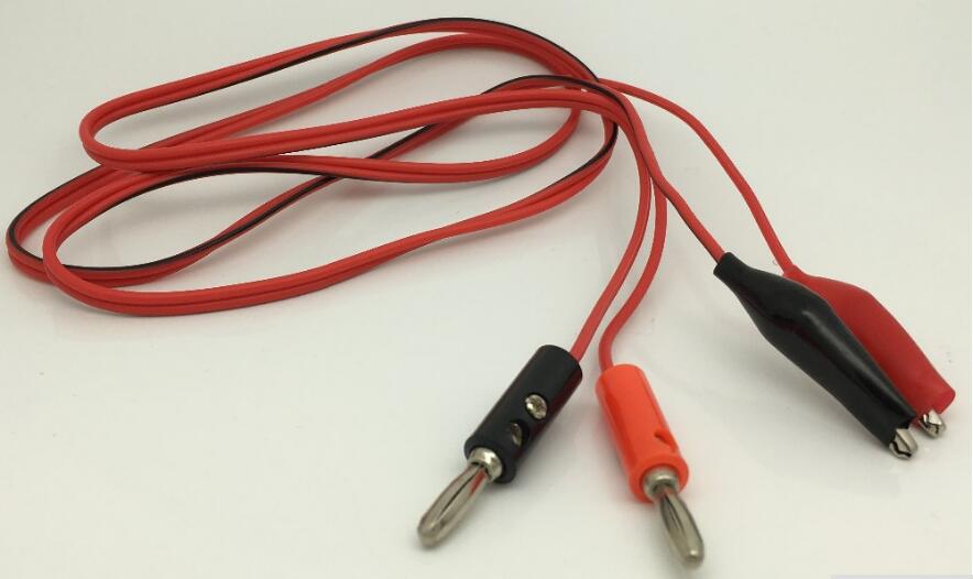 

4mm Injection Banana Plug To Shrouded Copper Electrical Clamp Alligator Clip Test Cable Leads 1M For Testing Probe free shipping wholesale