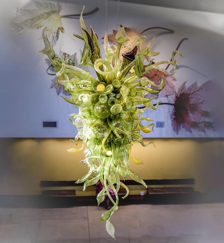 

Nordic Green Glass Nepenthes Chandelier Indoor Miscellaneous Hand Blown Glass Foliage Chandelier for Entrance Halls Reception Areas