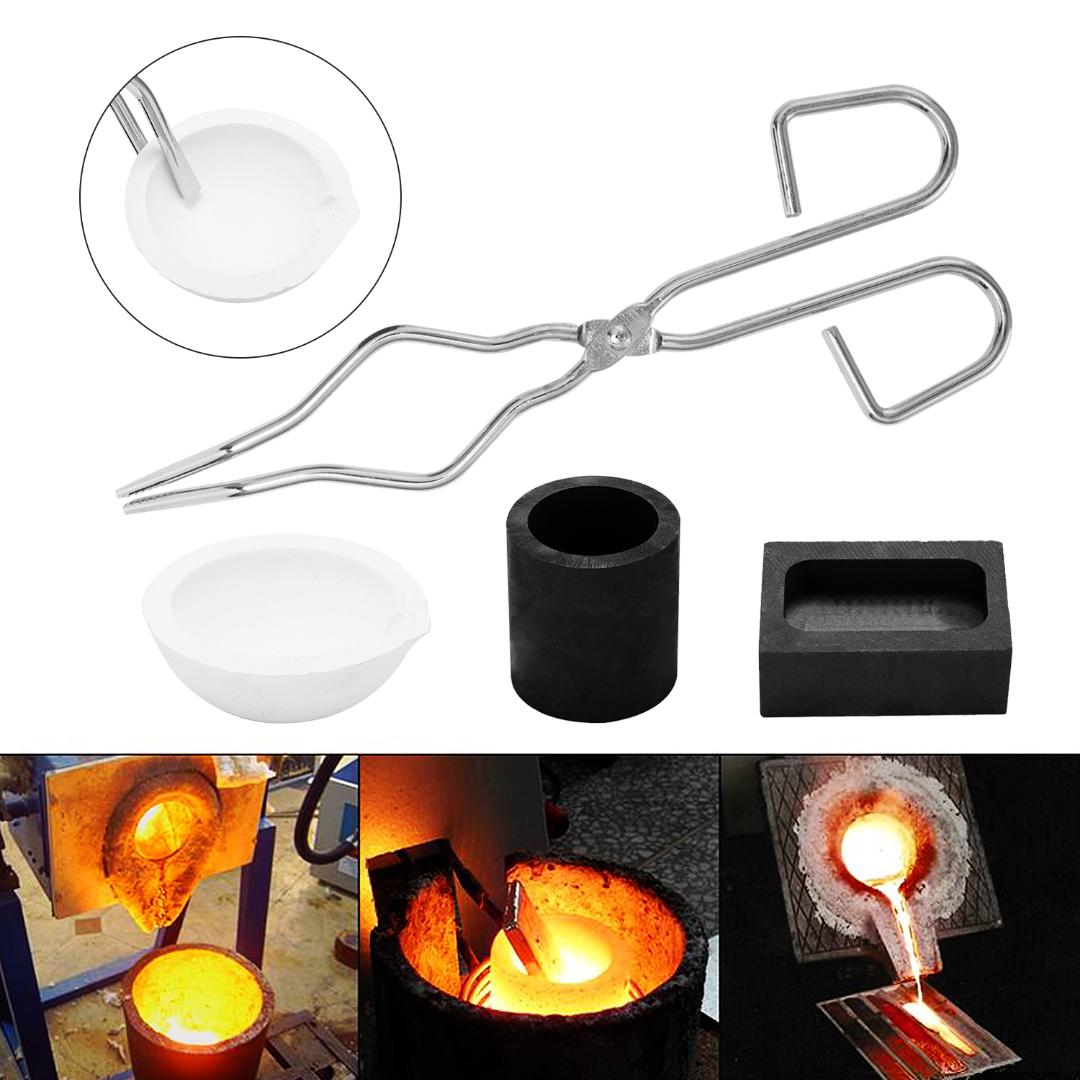 

4/6 Pcs Portable Torch Melting Silver Graphite Crucible Kit Crucible Ingot Mold Casting Tools Square Graphite And Quartz Melting
