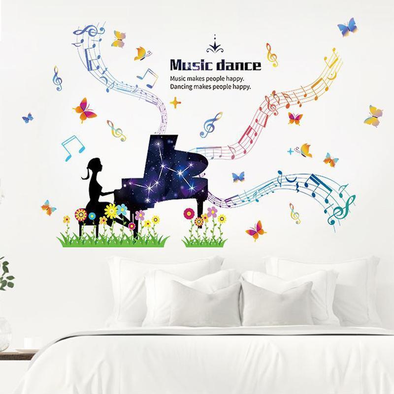 Huhome PVC Wall Stickers Wallpaper English Music bedside background music classr