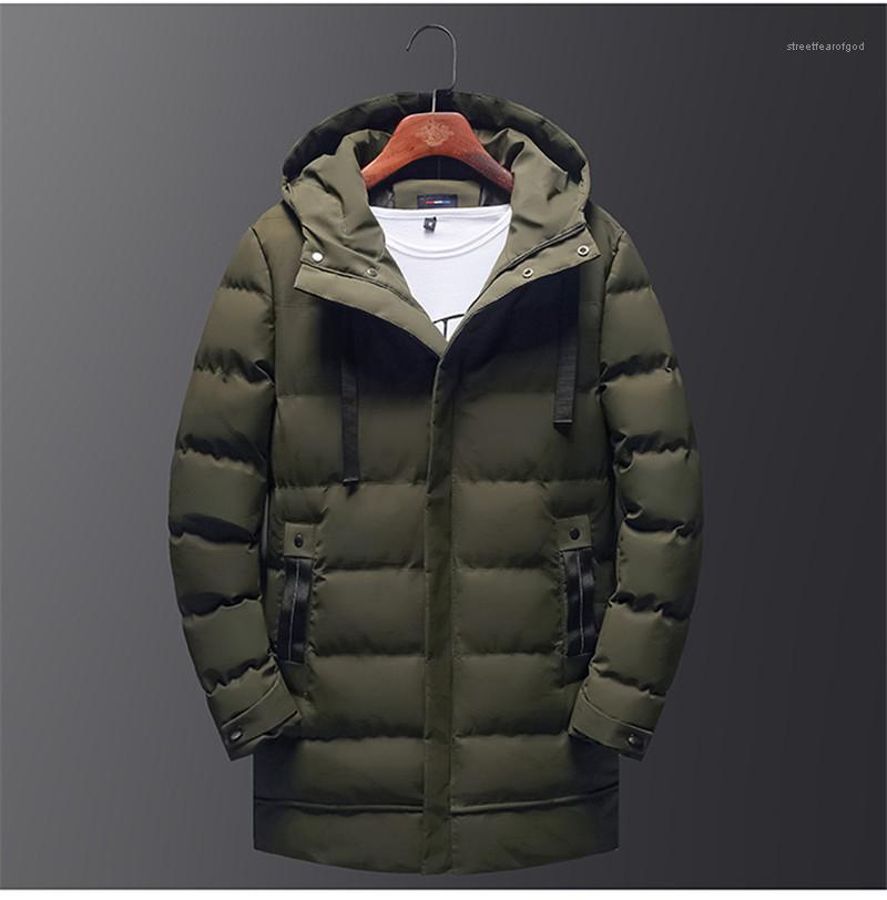 Coats Zipper And Button Fly Homme Cotton Padded Jacket Fashion Solid Mens Long Parkas Designer Thick Winter Mens