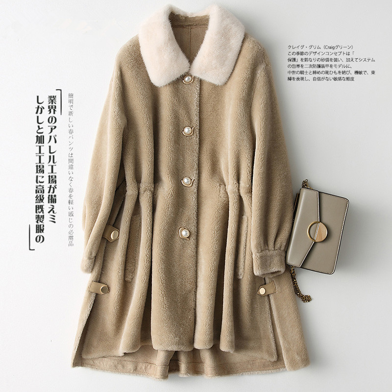 

Shearling Sheep Real Fur Coat Female Collar Wool Coats Winter Jacket Women Korean Long Jackets Manteau Femme MY, Purple