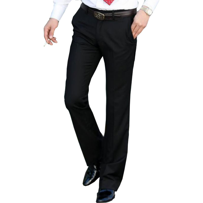 

New Modis Flared pants Male Summer Straight Navy blue Suit pants British leisure Free hot feet trousers Formal For Men, Black