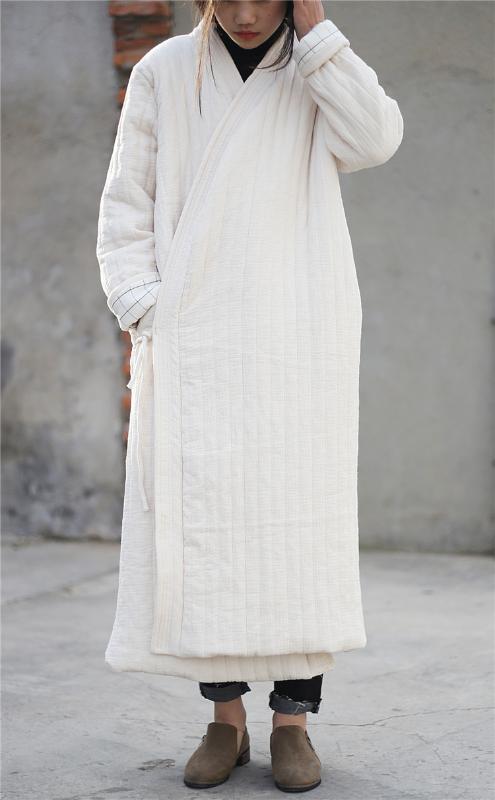 

Women retro Winter Parkas Ladies Vintage Loose Long Coat Outerwear Female Vintage Cotton Linen Coat Padded 2020, Beige