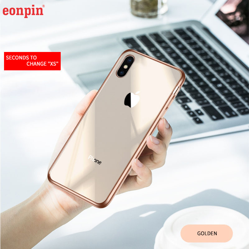 4colors For iPhone X XS XSMAX plus TPU Frame Bumper glass case Luxury 9H Hardness Tempered Glass Glossy Phone Case Shockproof Back Cover-image-439113802