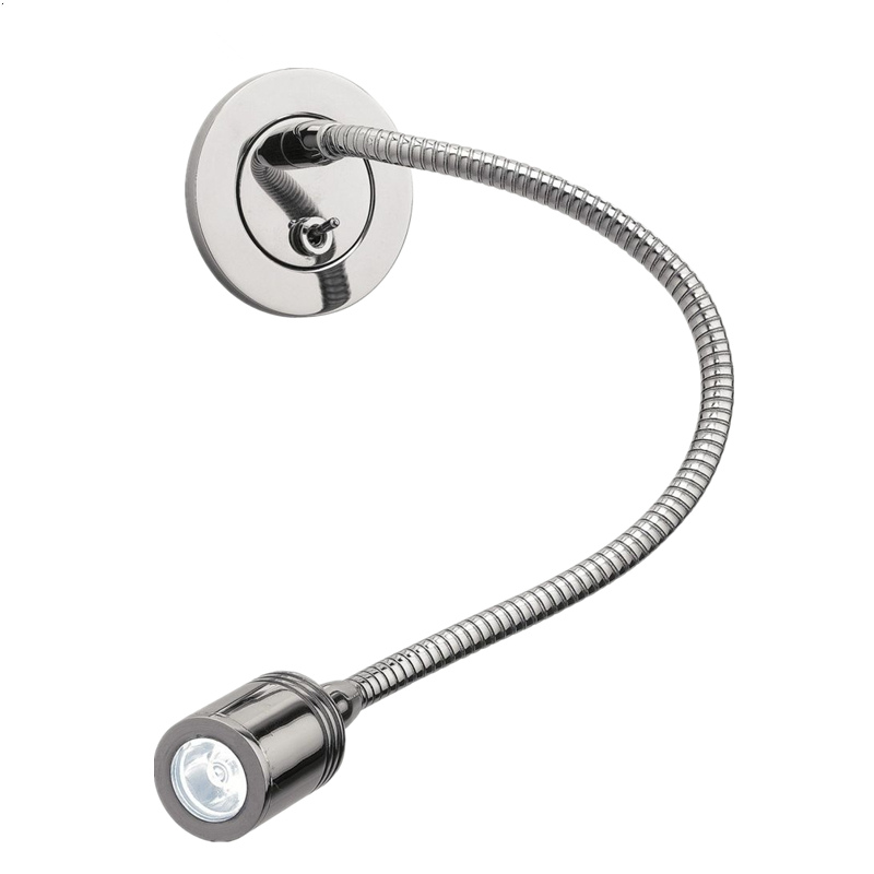 

Topoch Over Headboard Reading Light Lamps Wall Recessed Slim Plate Flexible Arm On/Off Switch 3W LED Chrome Finish for Hotel Residential Car Yacht