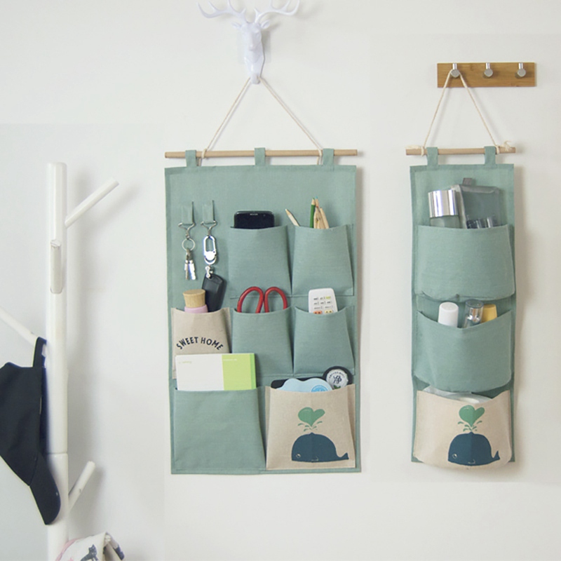

Cotton Linen Wall Hanging Storage Bag Pockets Wall Door Pouch Organizer Toys For Bedroom Bathroom Home Office Container, P2