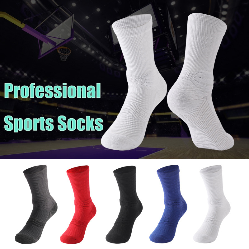 

Pure Color Professional Sports Socks Men Basketball Running Towel Bottom Anti-Slip Sport Boat Outdoor Breathable Cotton Hiking, Wz067-blue