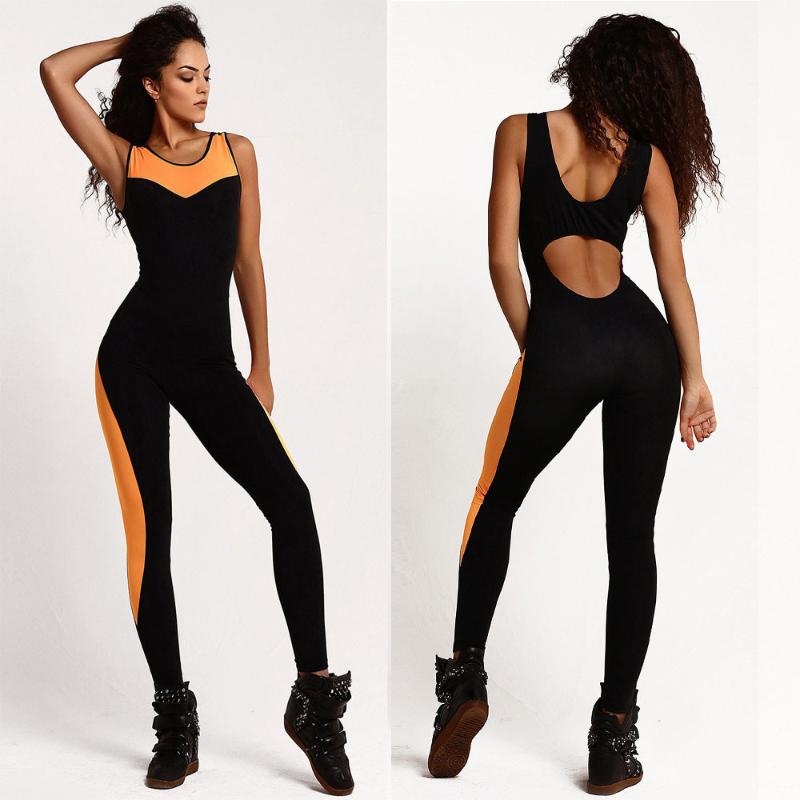 

Women Summer Backless Bodysuit Tight Yoga Gym Running Sport Fitness Set Jogging Sportswear Pants Jumpsuit Tracksuit Trouser Sets, As pic