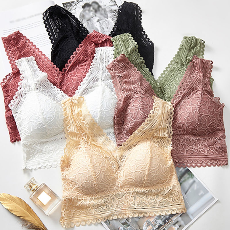 Fench Style Sexy Ladies Lace Push Up Bra Black Bralette Deep V Women's Bras Underwear Lace Large Size Hot Sale