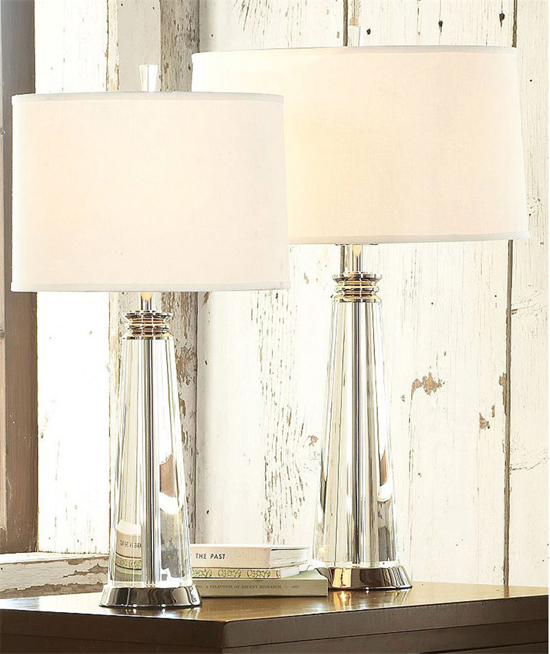 Nordic crystal decorative table lamps bedroom bedside creative fabric desk lamp living room study fashion lights LR001-image-530782987