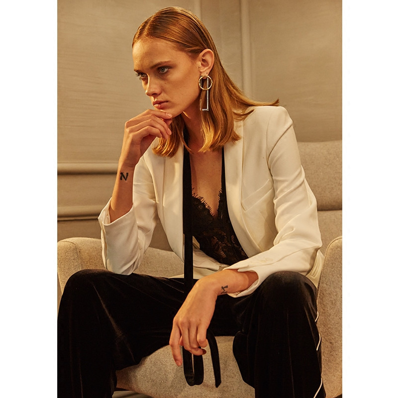 

Women And Jackets Spring Autumn Slim Single Button Blazer Feminino Fashion Casual Ladies Blazers CJ064, Black