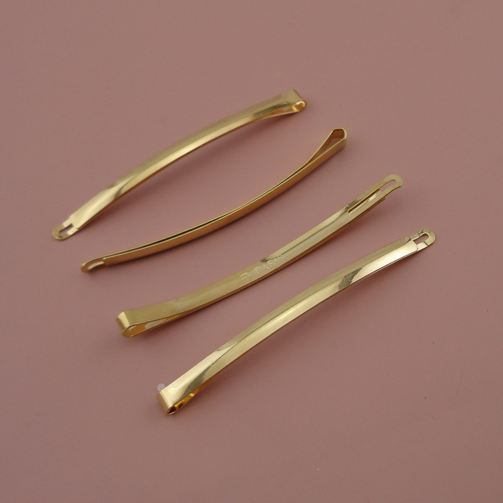 10PCS 5mm*9.0cm golden arc-shaped plain Metal Bobby Pins for women hair slide barrettes Lead Free,Nickle Free-image-450912444