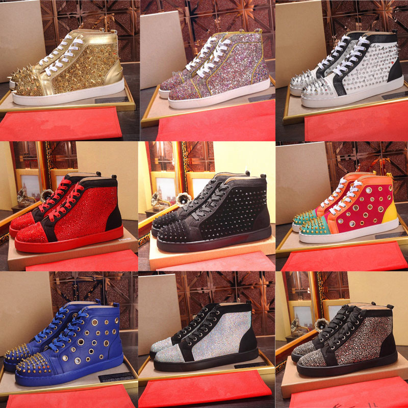 

2020 Luxury Sports Sneaker New High Skateboard Shoes Men Women casual All Triple White Black Red Designer Shoes Fashion Leather Sneakers, Color 9