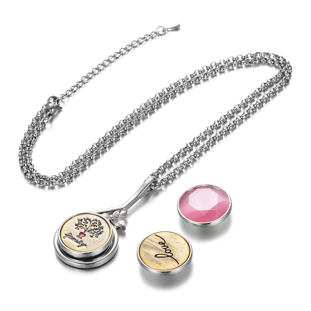 

2019 New Ginger Snap Button Water Drop Pendant Metal Snaps Necklace fit 18/20mm Snap Button Charms Vocheng Snap Jewelry NN-726, Silver