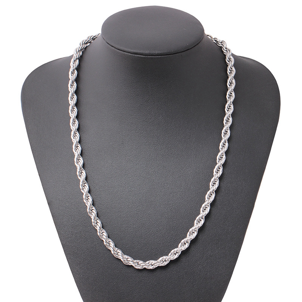 Twisted Rope Chain Classic Mens Jewelry 18k White Gold Filled Hip Hop Fashion Necklace Jewelry 24 Inches-image-708871841